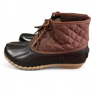 Women's St. Johns Bay Brown Quilted Duck Boots Size 8 Snow Rain‎ Ankle Outdoor